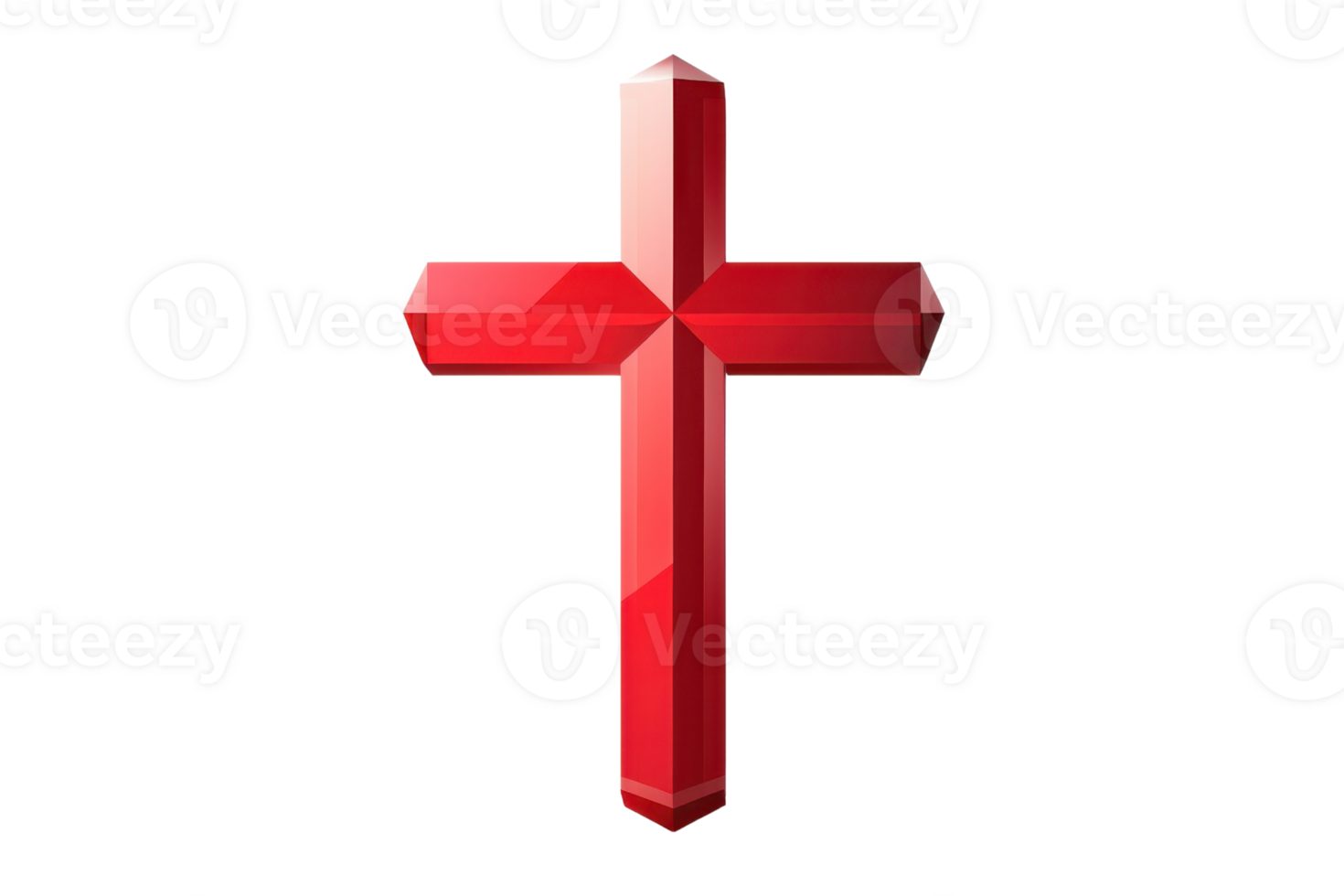 Red shiny 3D cross symbol isolated on a transparent background. perfect for religious, Christian, and faith-based design projects. png