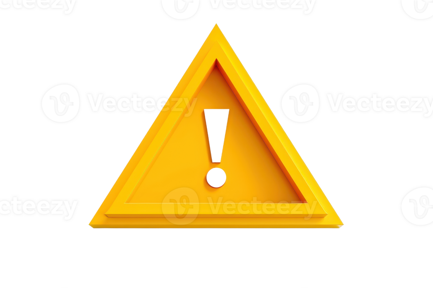 3D yellow warning sign with an exclamation mark isolated on transparent background. symbolizing caution, alert, and attention. png