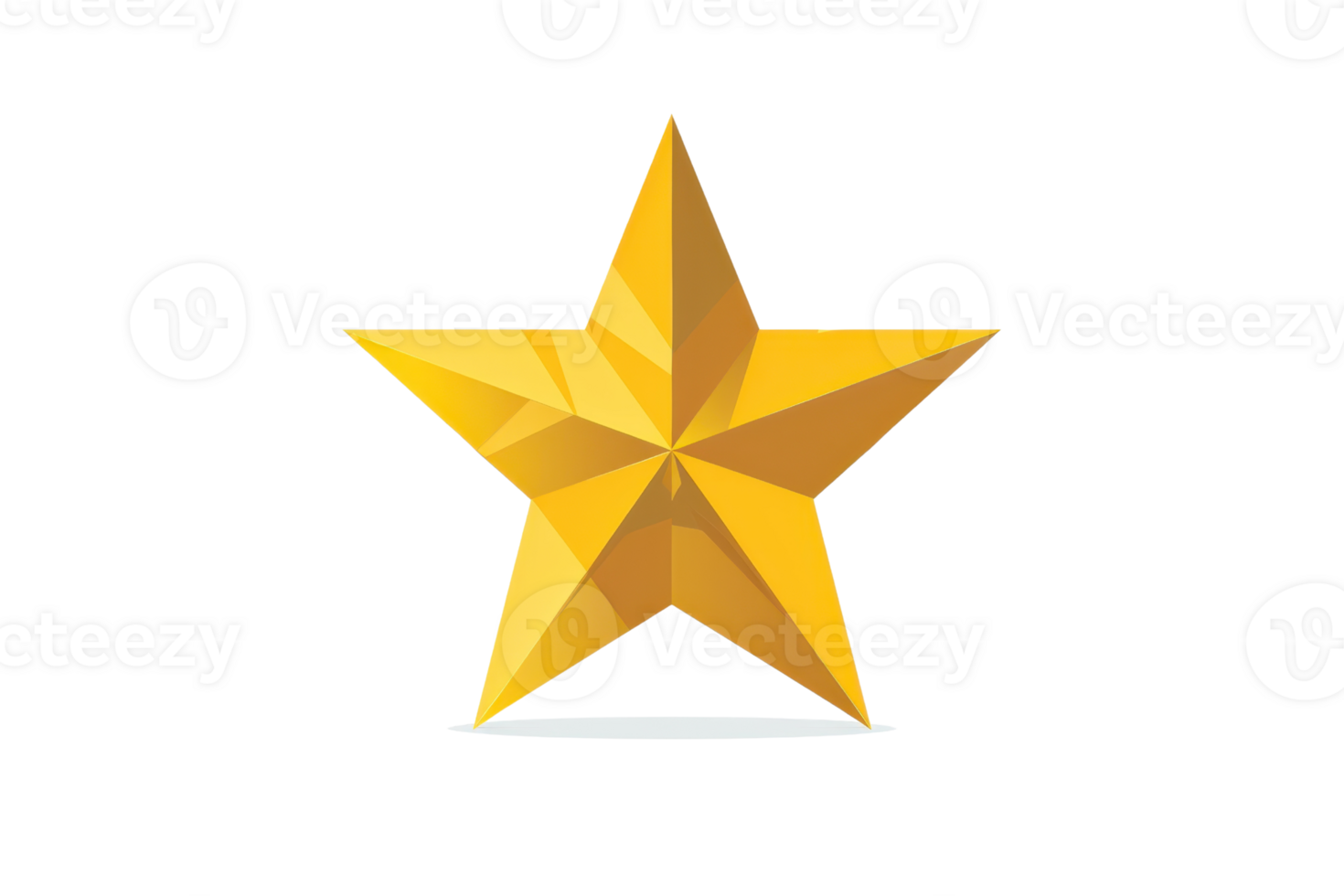 Bright, shiny golden star icon with geometric design, isolated on a transparent background. perfect for awards, achievements, and recognition graphics. png