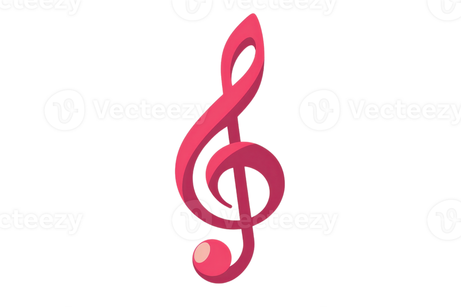Illustration of a red treble clef music note on a transparent background. Perfect for use in music-related designs, posters, and educational material. png