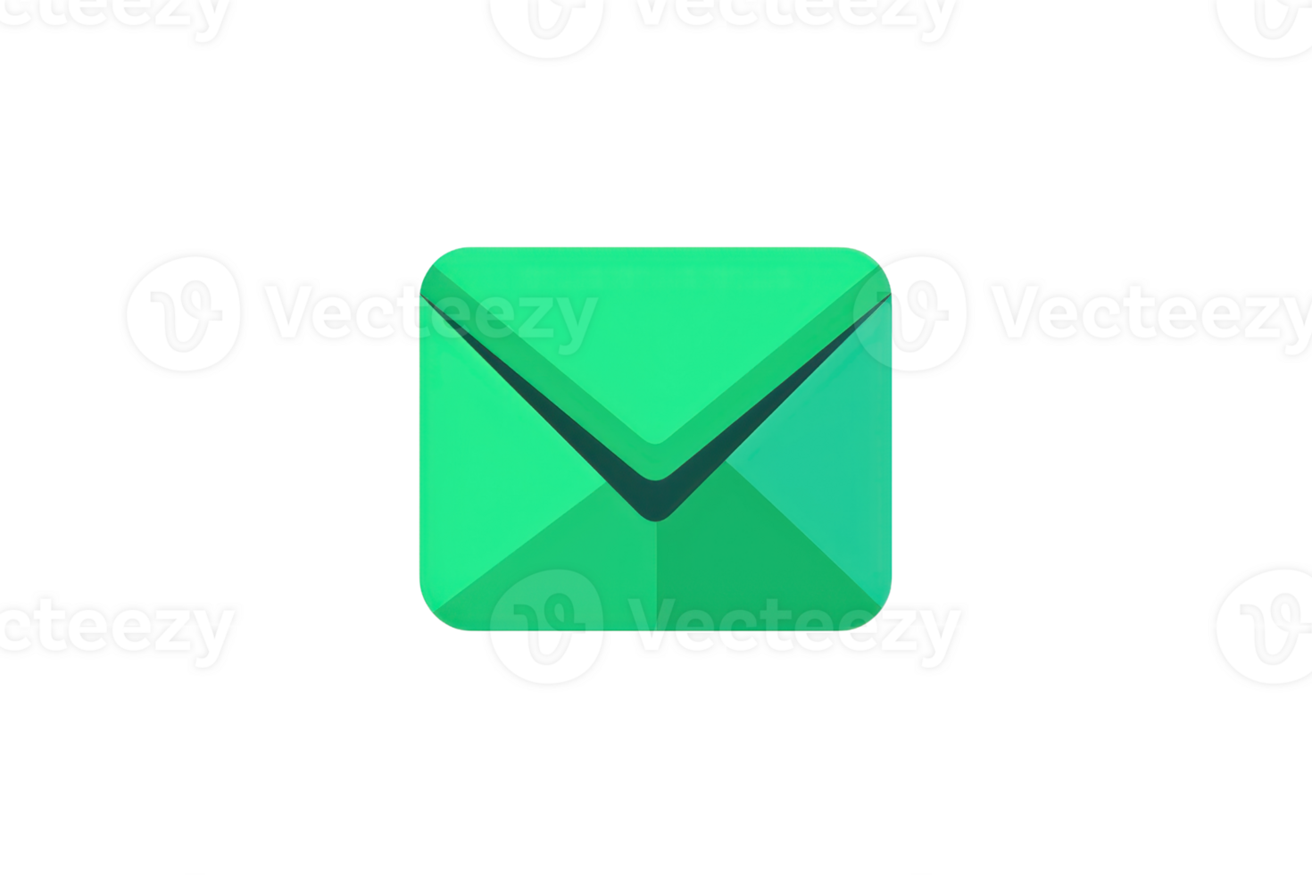 Green email envelope icon on a transparent background, symbolizing communication, online messaging, and digital correspondence. png