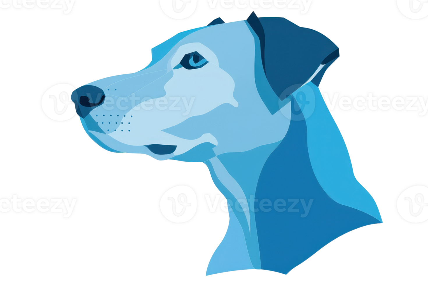 Abstract illustration of a dog's head in shades of blue. Ideal for design projects, posters, and pet-themed artwork. png