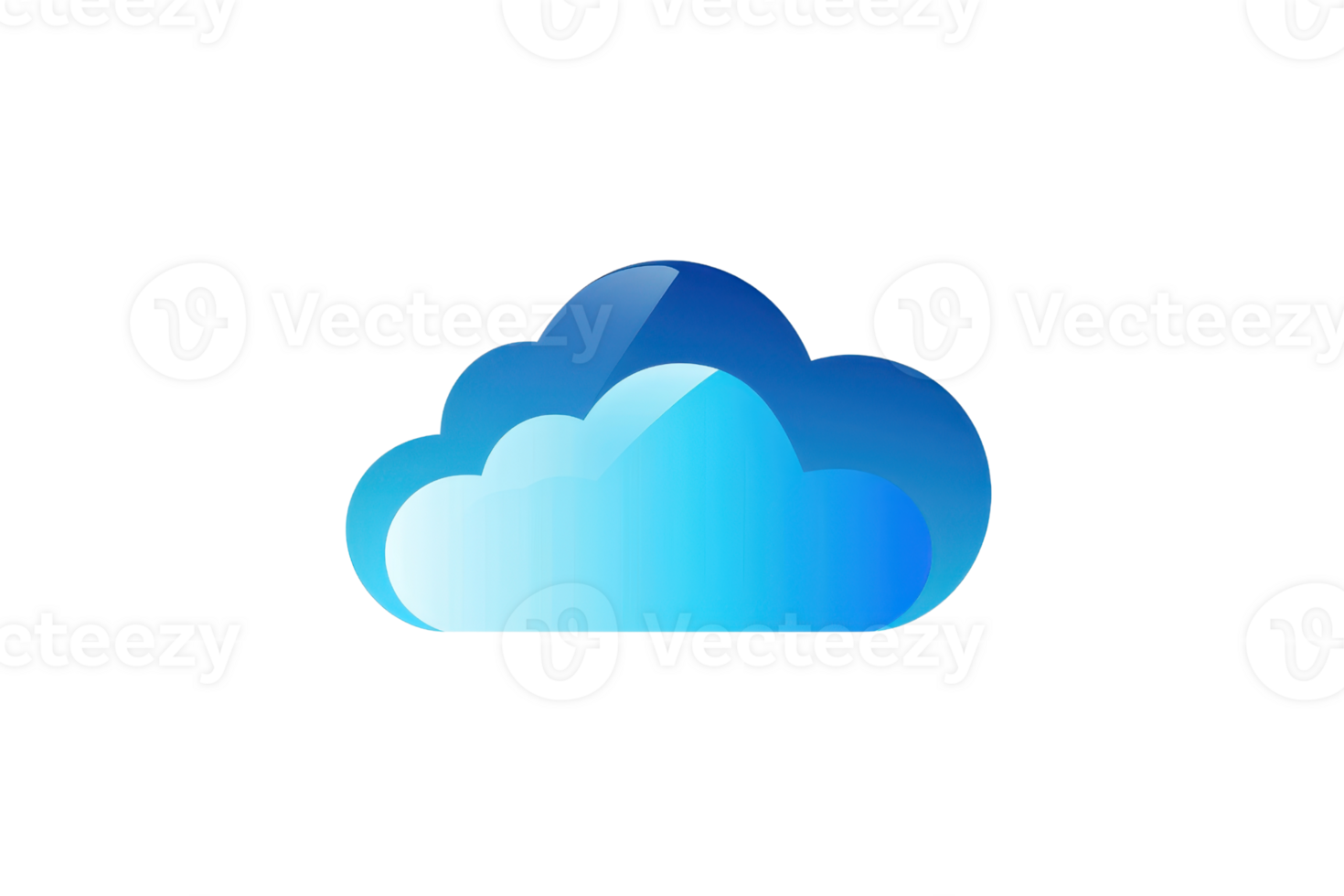 Digital blue cloud icon representing cloud computing, data storage, and online services in a modern, sleek visual style. png