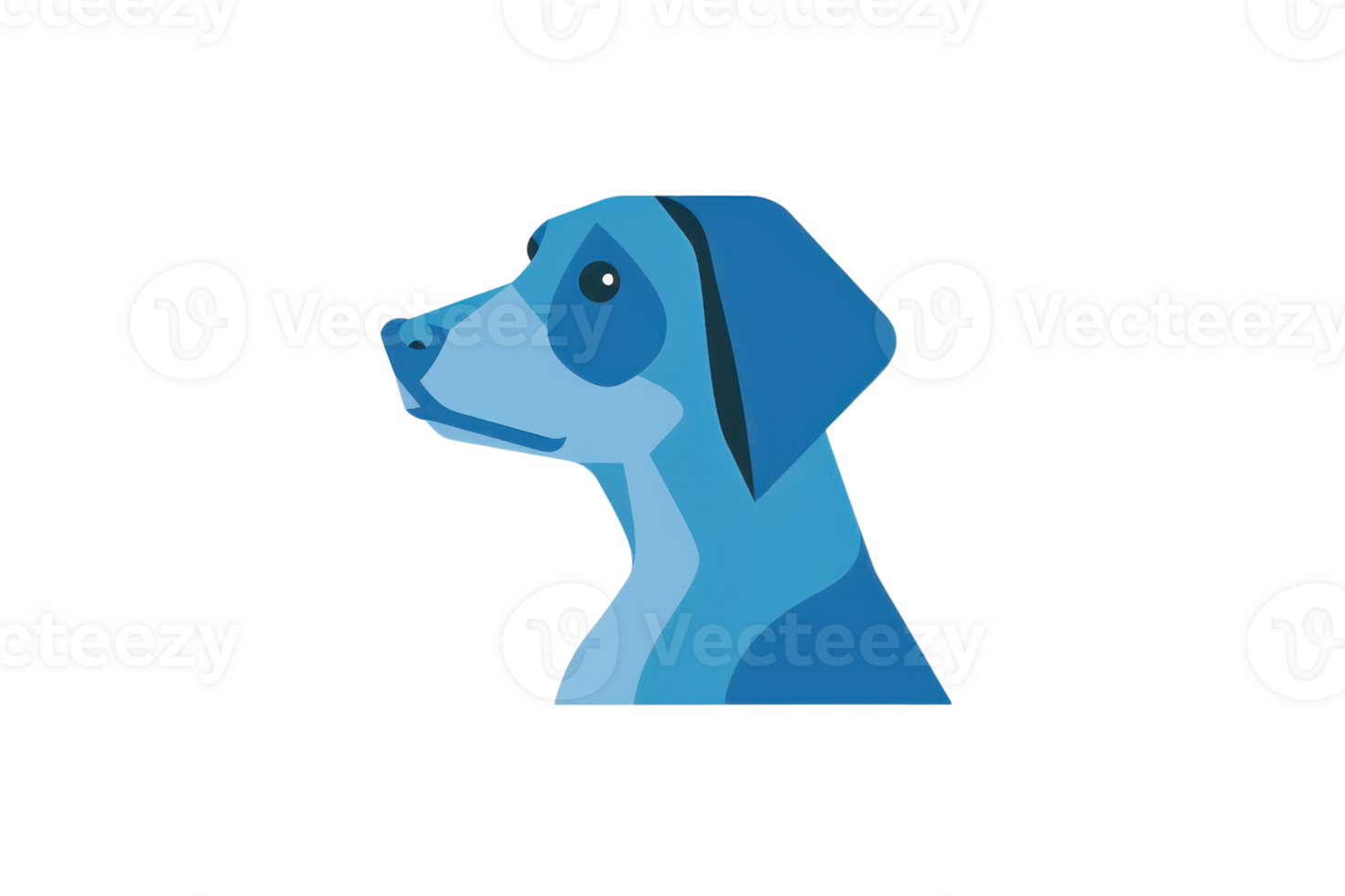 Abstract illustration of a dog's profile in shades of blue, ideal for modern design projects and digital art. png