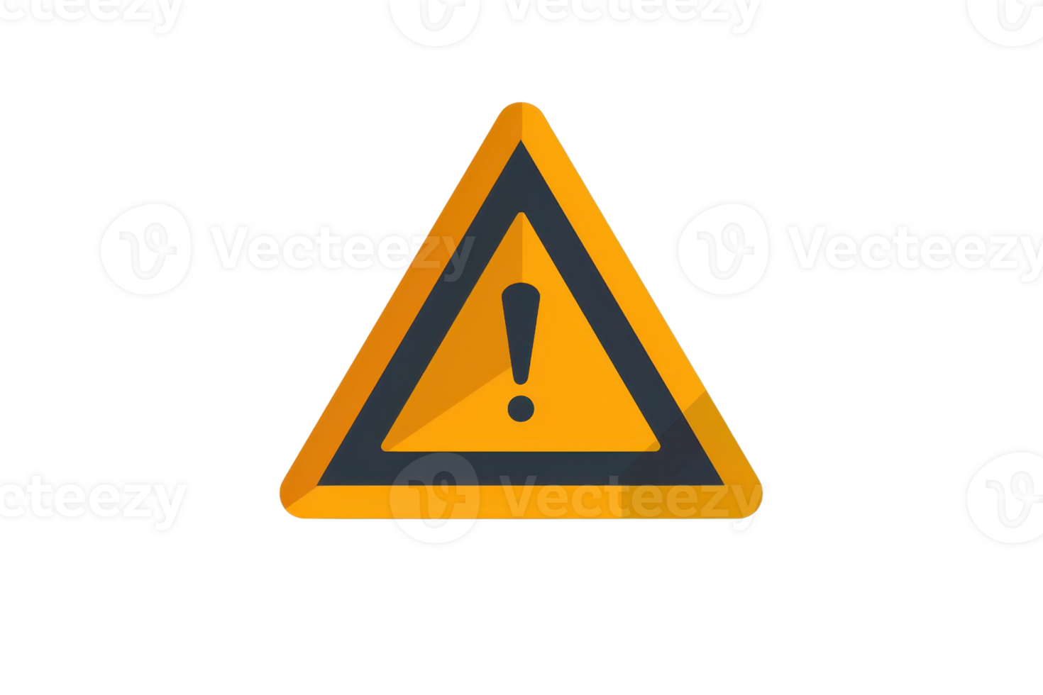 Bright triangular warning sign with an exclamation mark, representing caution or risk, on a transparent background suitable for safety illustrations. png