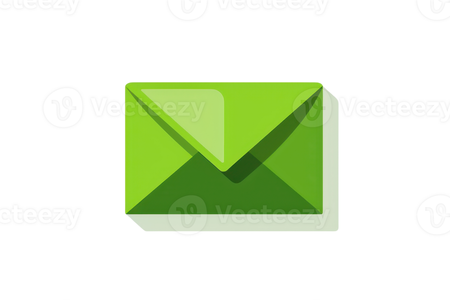 Bright green envelope icon isolated on a transparent background. representing communication, email, and message delivery. png