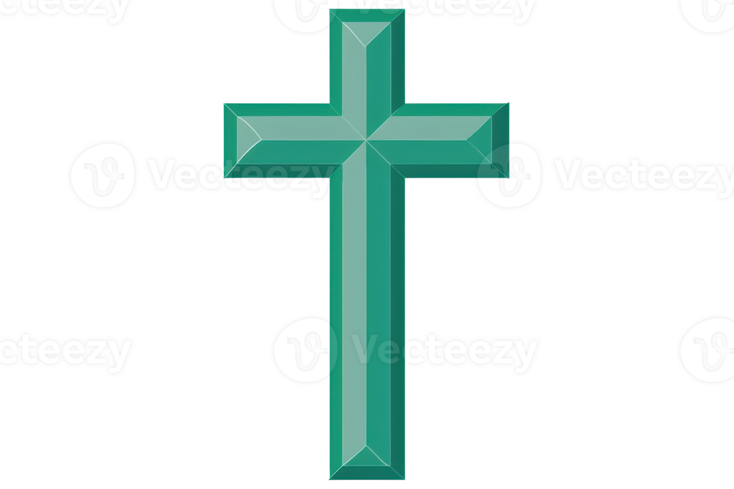 Emerald green static cross icon symbolizing faith, spirituality, and Christianity on a transparent background. Ideal for religious themes. png