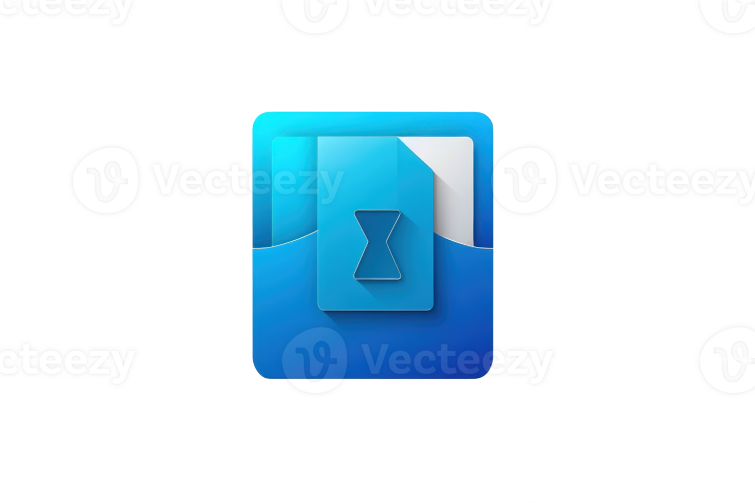 Blue icon with sleek design elements, featuring a stylized hourglass symbol on a semi-transparent square background. Ideal for tech and UI themes. png