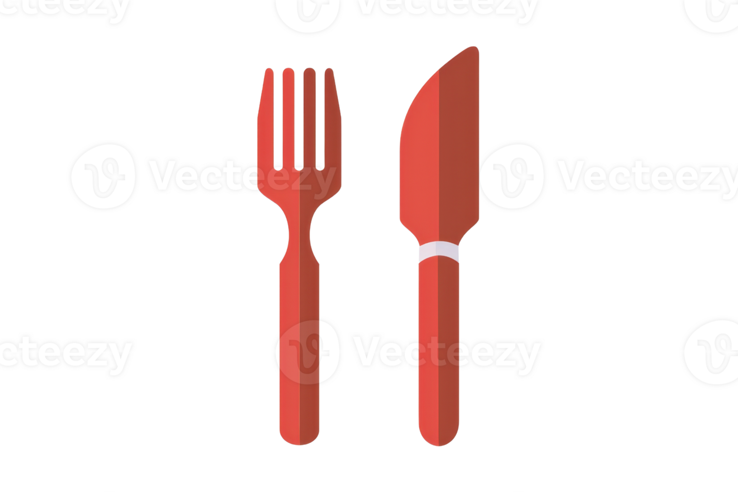 Red fork and knife icon illustration on a transparent background. perfect for representing dining, culinary, or kitchen themes. png