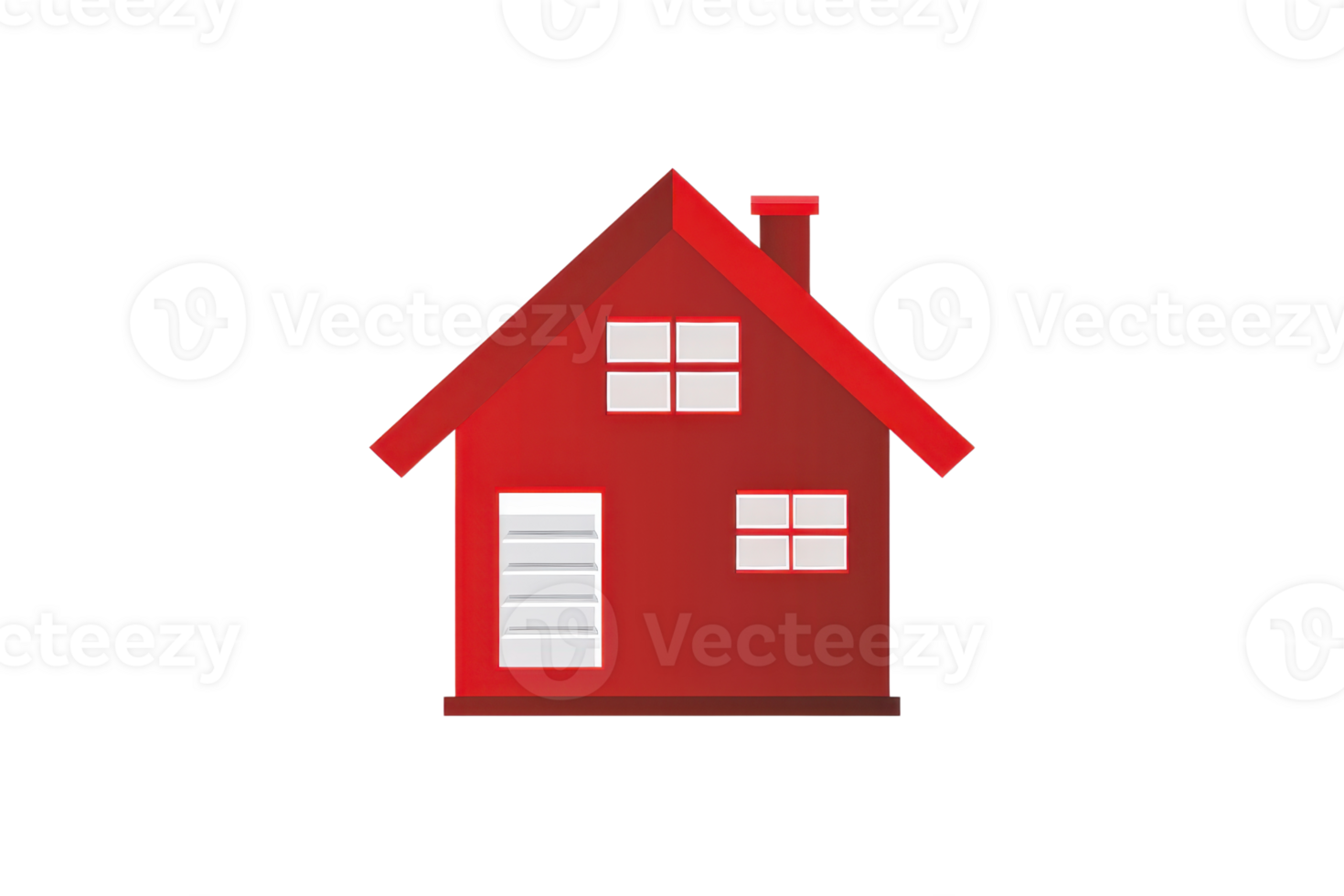 Simple illustration of a red house with white windows and a garage door, suitable for home, real estate, or construction themes. png