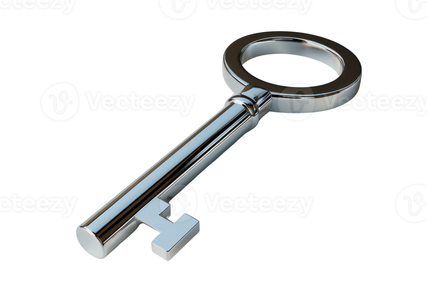 Silver key isolated on transparent background. High quality image ideal for security, unlock, and key-related concepts in business and technology. png
