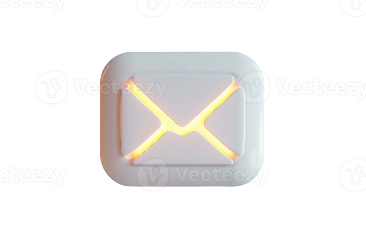 Modern email icon with glowing yellow accents, isolated on transparent background. Perfect for digital marketing, communication, and email apps. png