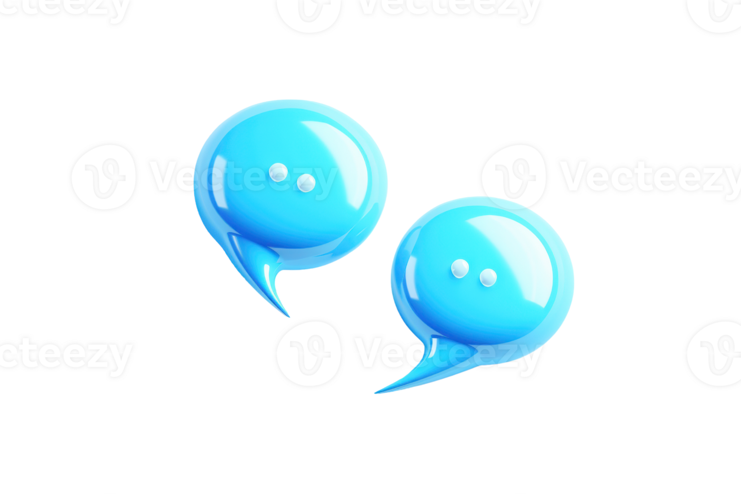 Blue speech bubbles icon on isolated transparent background. symbolizing communication, message, chat, and conversation in digital illustration. png