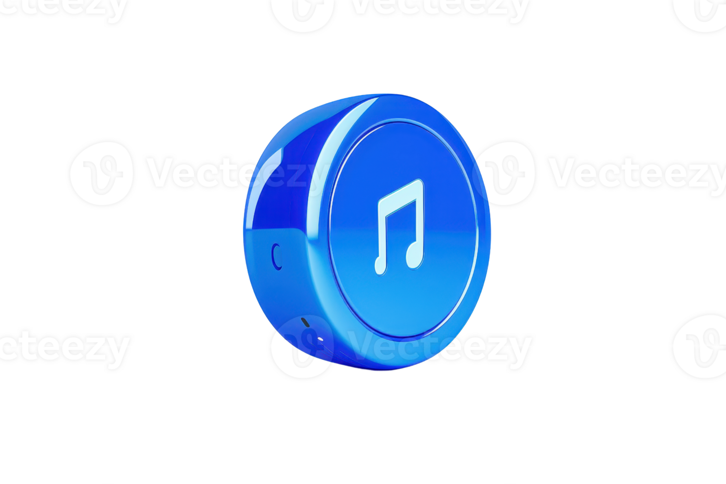 Blue music note icon in 3D design on transparent background. Ideal for representing music apps, audio files, and digital content. png