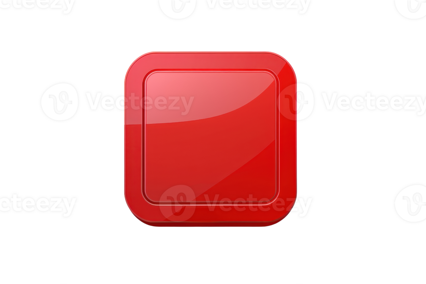 High-quality image of a glossy red square button icon. Perfect for web design, applications, and user interfaces. png