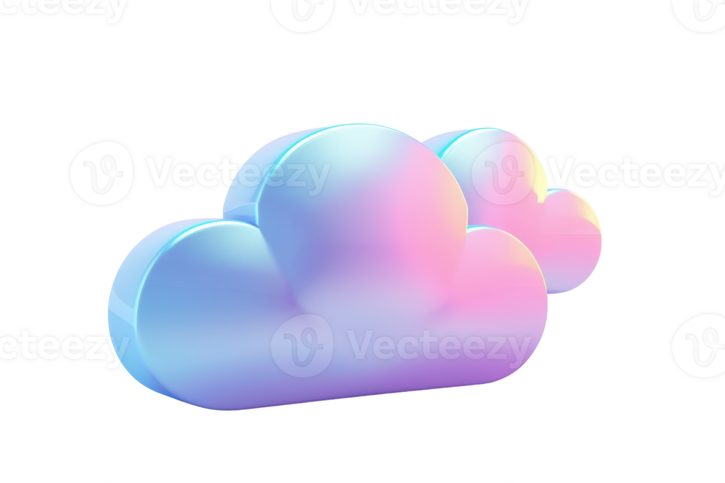 3D rendering of pastel-colored clouds with blue and pink hues, creating a dreamy and surreal atmosphere. png
