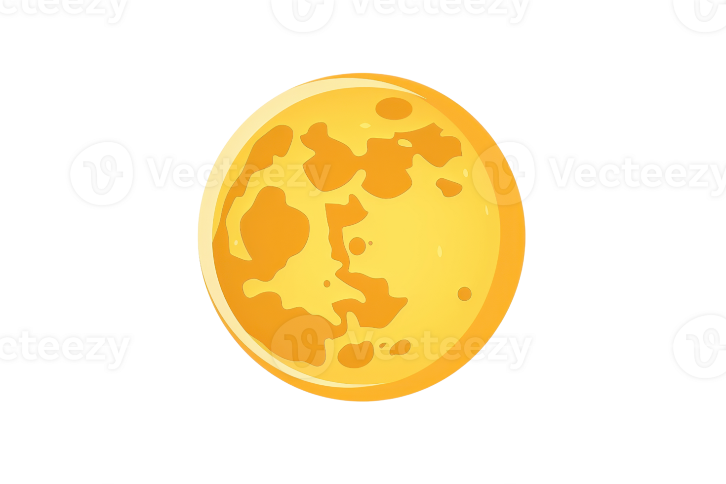 Illustration of a golden yellow full moon with detailed surface craters, isolated on a transparent background. Perfect for celestial themes or night concepts. png