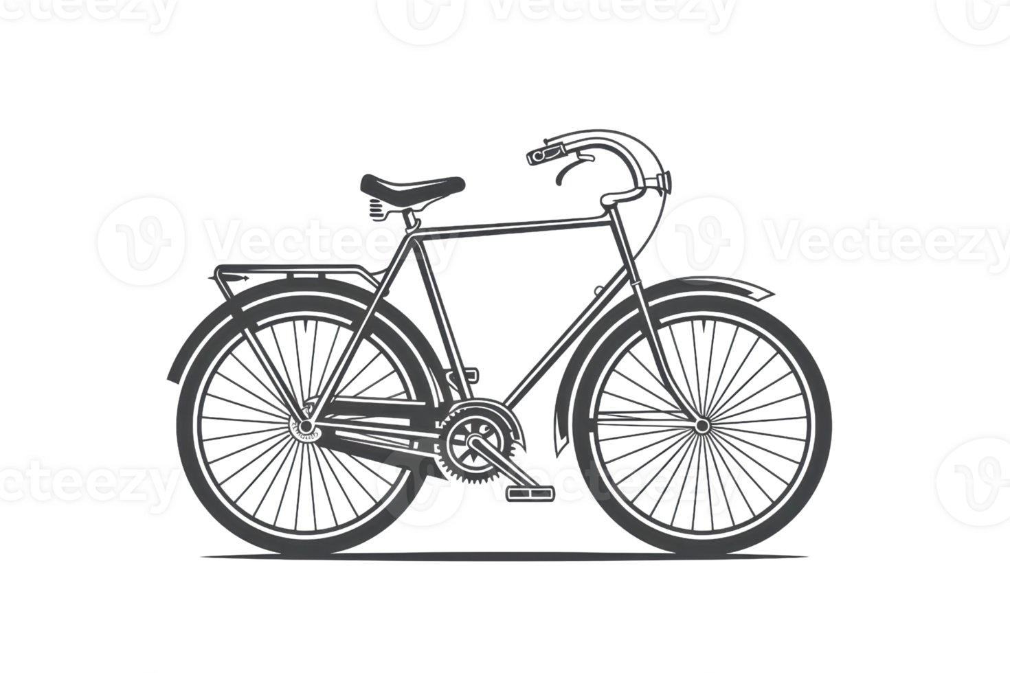 Minimalist line art of a classic bicycle, ideal for transportation and fitness related design projects. png