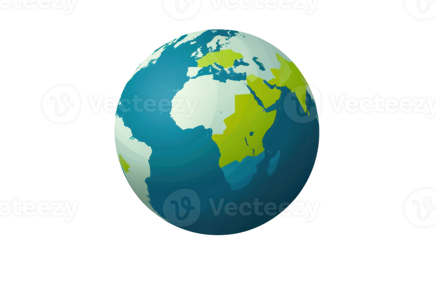 A digitally illustrated globe showcasing the Earth with a focus on the continents of Africa, Europe, and Asia. png