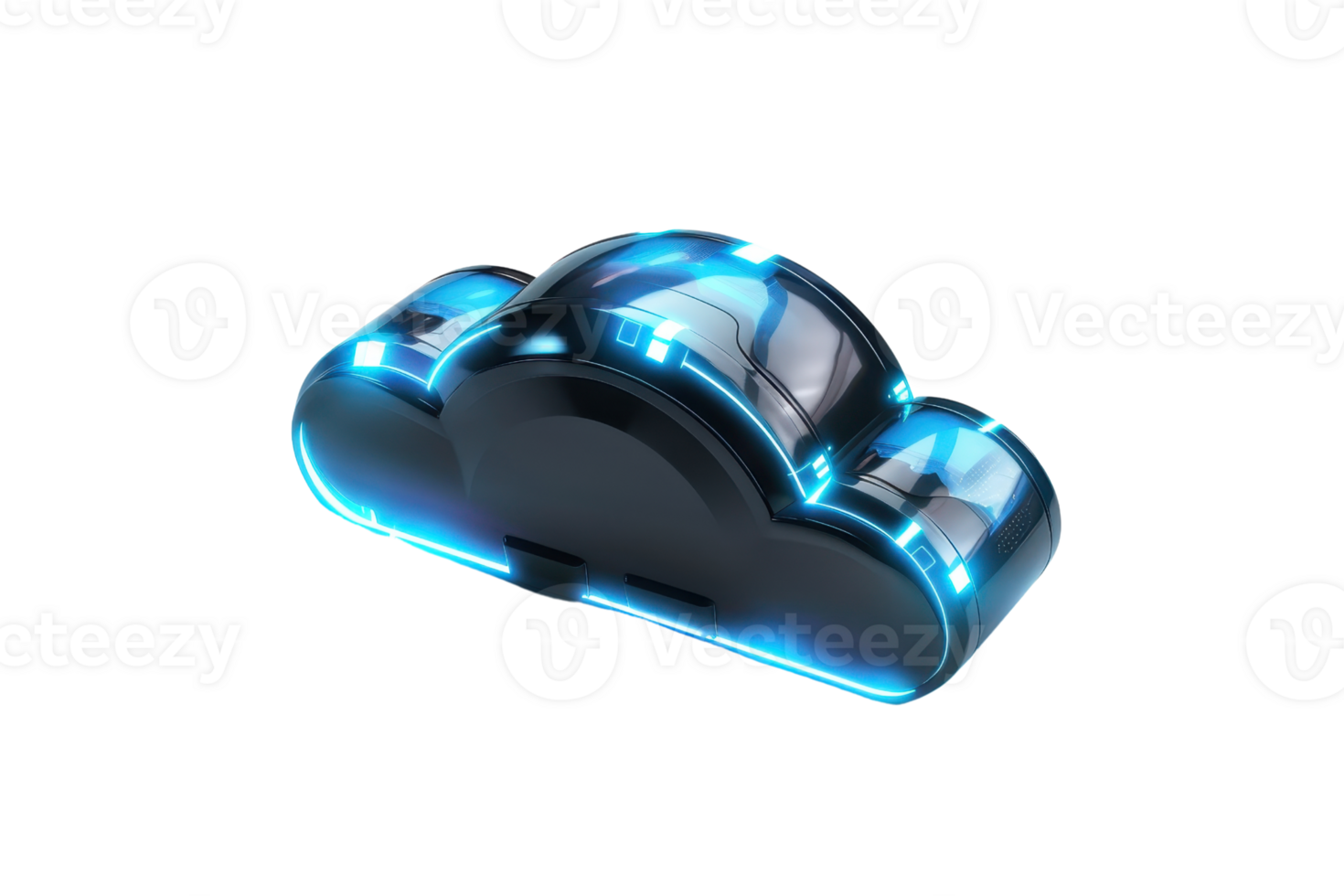 3d hacer de un futurista brillante nube icono, representando nube informática y digital almacenamiento tecnología, aislado en transparente antecedentes. png