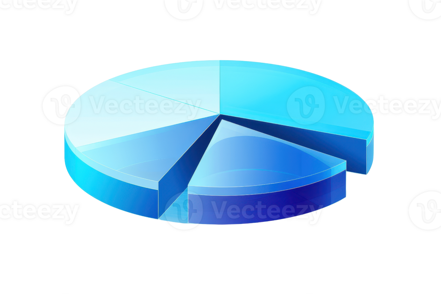 3D blue pie chart showing data distribution, ideal for business, finance, and statistical presentations. High-quality digital illustration. png