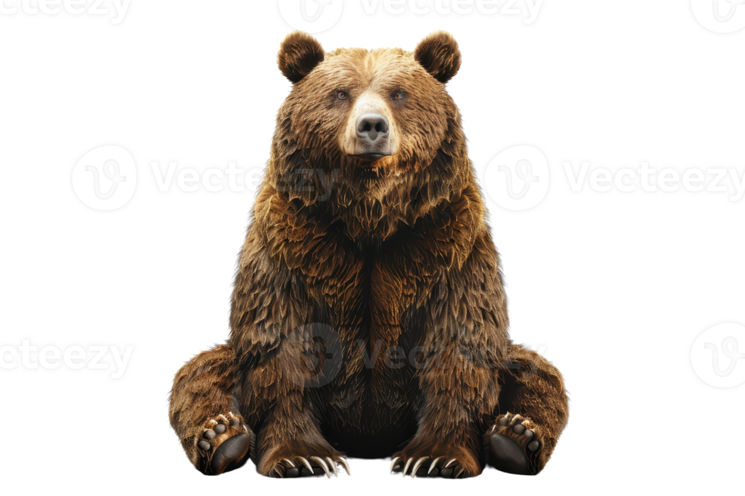Close-up of a majestic brown bear sitting. This powerful creature displays the beauty and strength of wildlife in its natural habitat. png