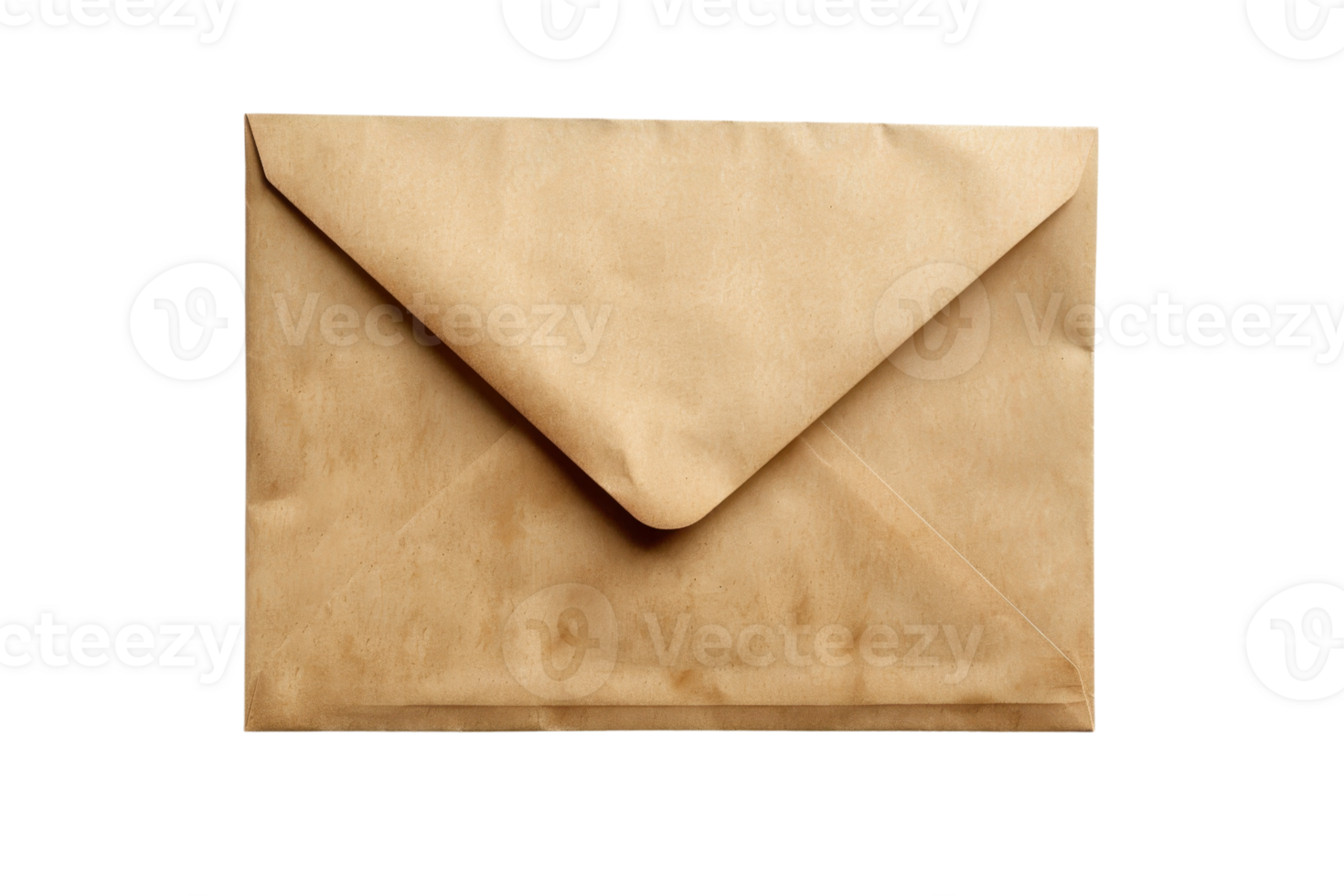 Closeup of a brown paper envelope with shadow, isolated on a transparent background. Perfect for office or postal materials concept. png