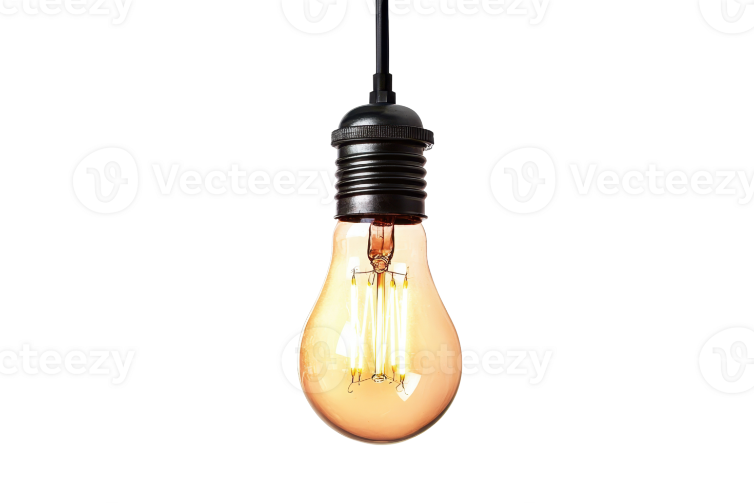 A close-up photo of a glowing Edison light bulb with visible filament. Perfect for concepts of ideas, innovation, and classic lighting. png
