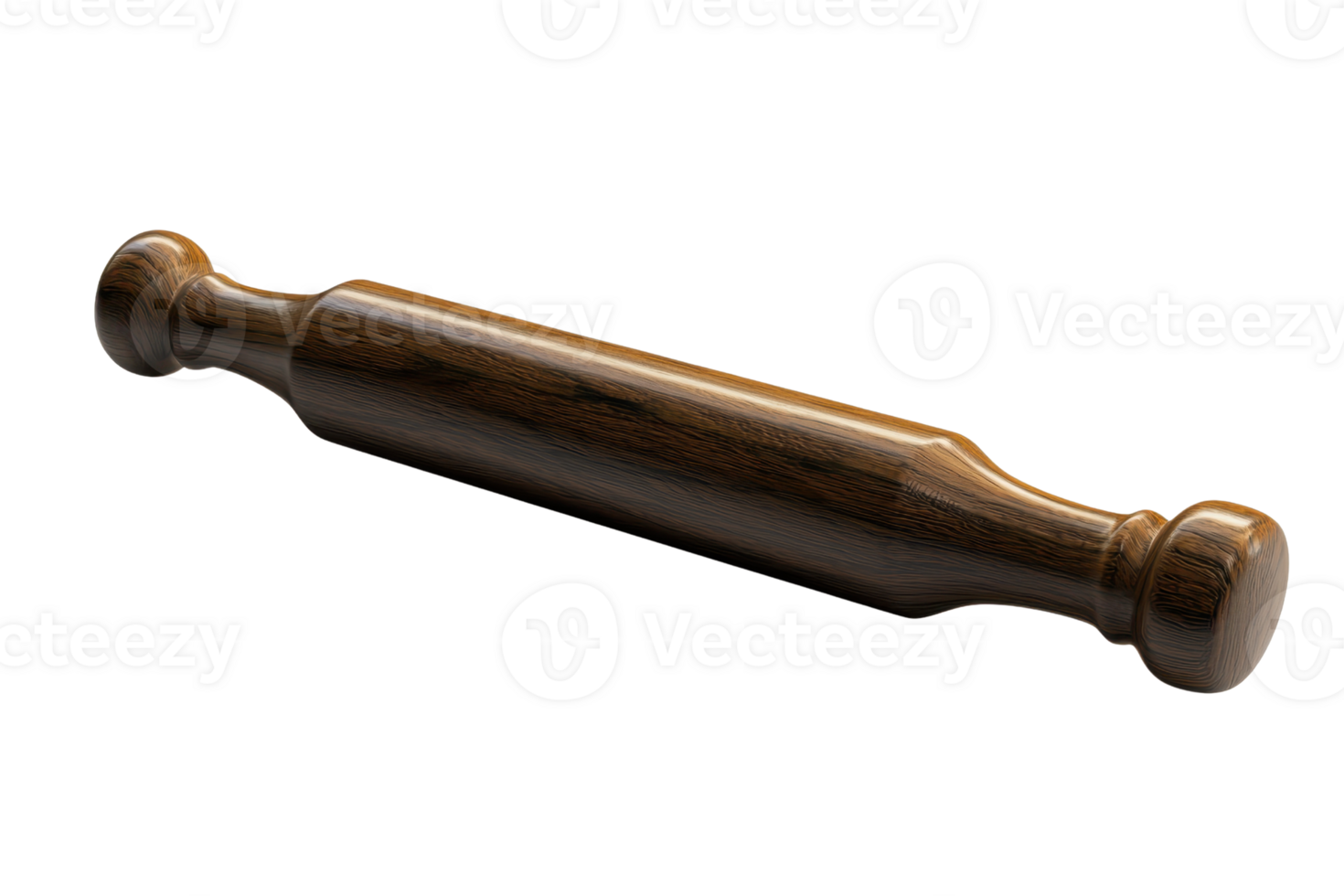 A polished wooden rolling pin isolated on a transparent background. ideal for bakery and kitchen-related concepts and designs. png