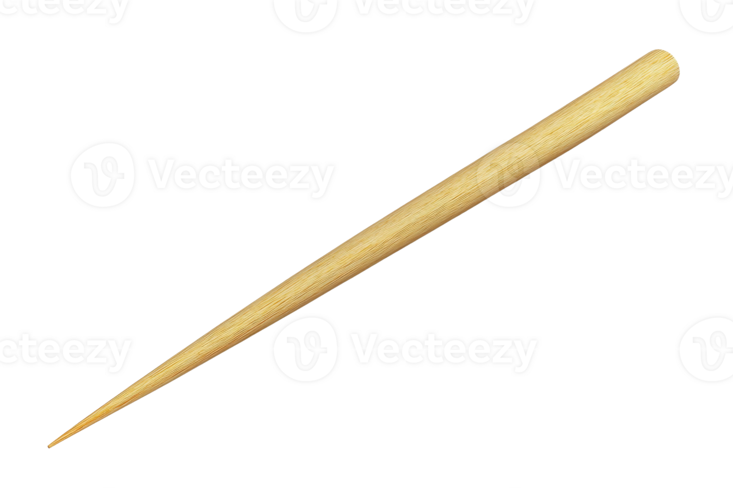 Close-up image of a wooden toothpick isolated on a transparent background. ideal for dental hygiene and food-related concepts. png