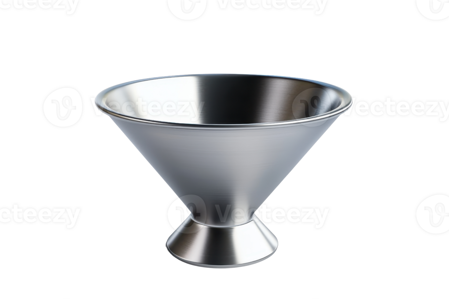 A sleek, metallic mixing vessel with a modern design, perfect for kitchen use or as a stylish decorative piece in any setting. png