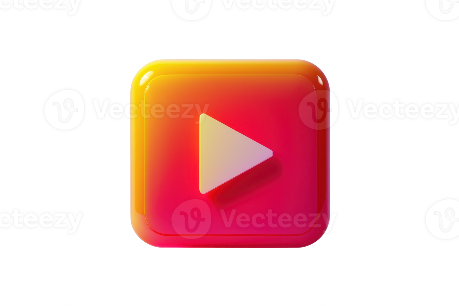 Bright glossy 3D play button icon with a gradient background, perfect for multimedia, , and technology design projects. png