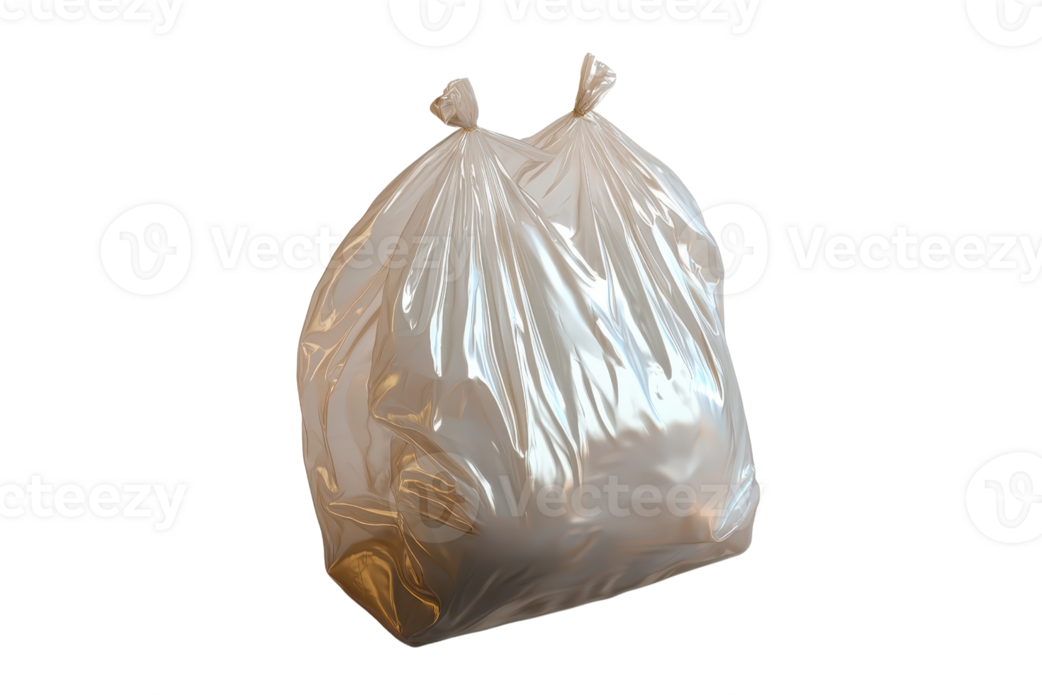 Clear plastic garbage bag filled with waste, isolated on a transparent background. ideal for themes of cleanliness, waste management, and sanitation. png