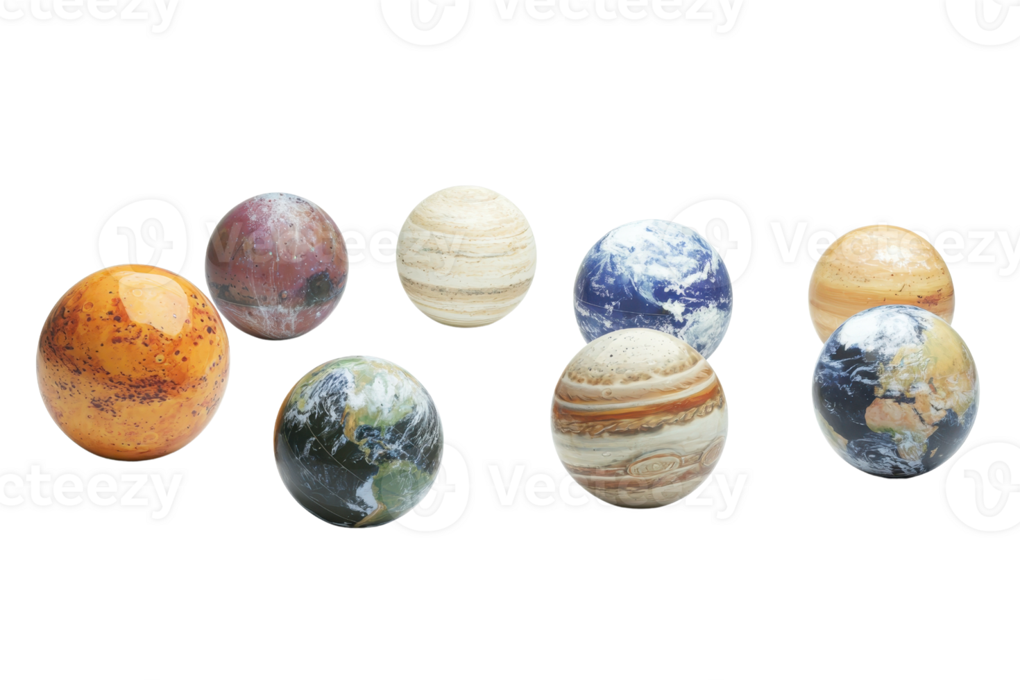 coleção do realista planeta modelos representando nosso solar sistema com detalhado texturas e cores em uma transparente fundo. png