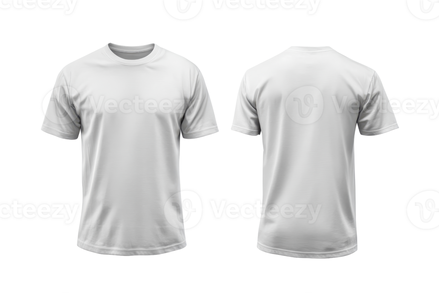 Front and back view of plain white t-shirt, perfect for mockups and design presentations. High-quality image for branding and fashion projects. png