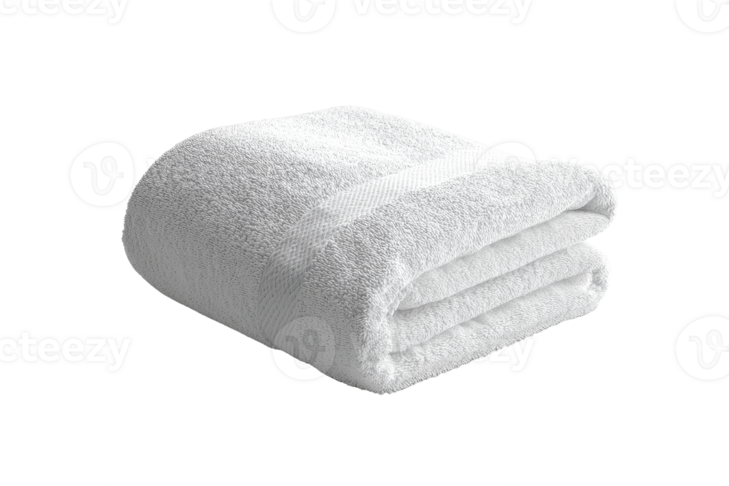 A neatly folded white towel isolated on a transparent background. Perfect for hygiene, spa, bathroom, or hotel amenities. Soft, clean, and fluffy. png