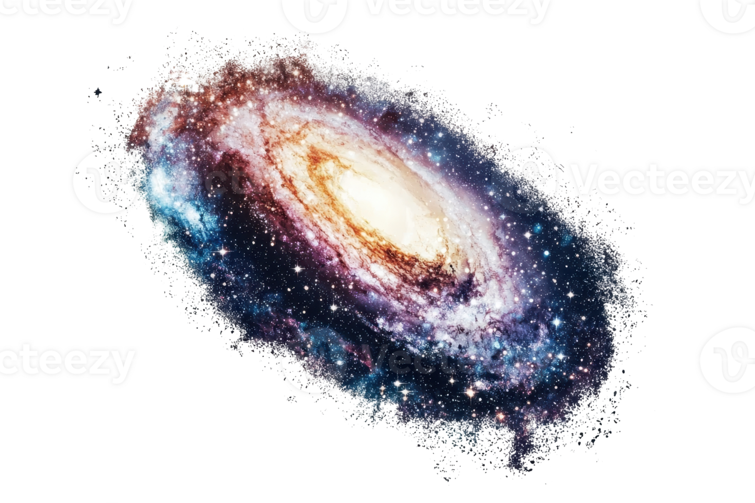 A stunning spiral galaxy with vibrant colors and a glowing center, showcasing the beauty and vastness of the universe. png