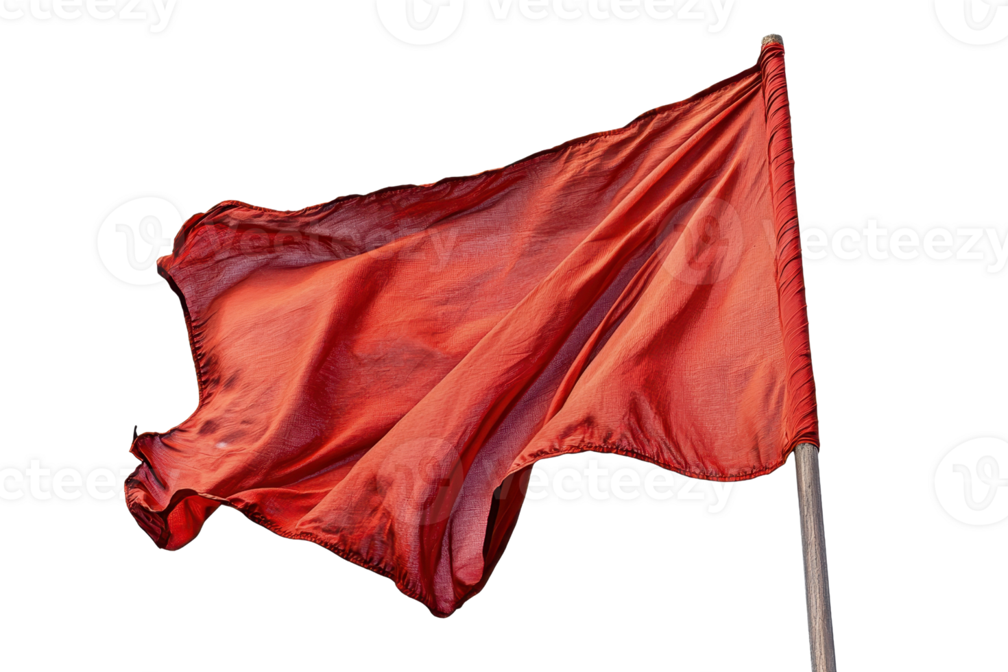 A vibrant red flag waving in the wind, symbolizing passion, warning, or celebration, isolated on a transparent background. png