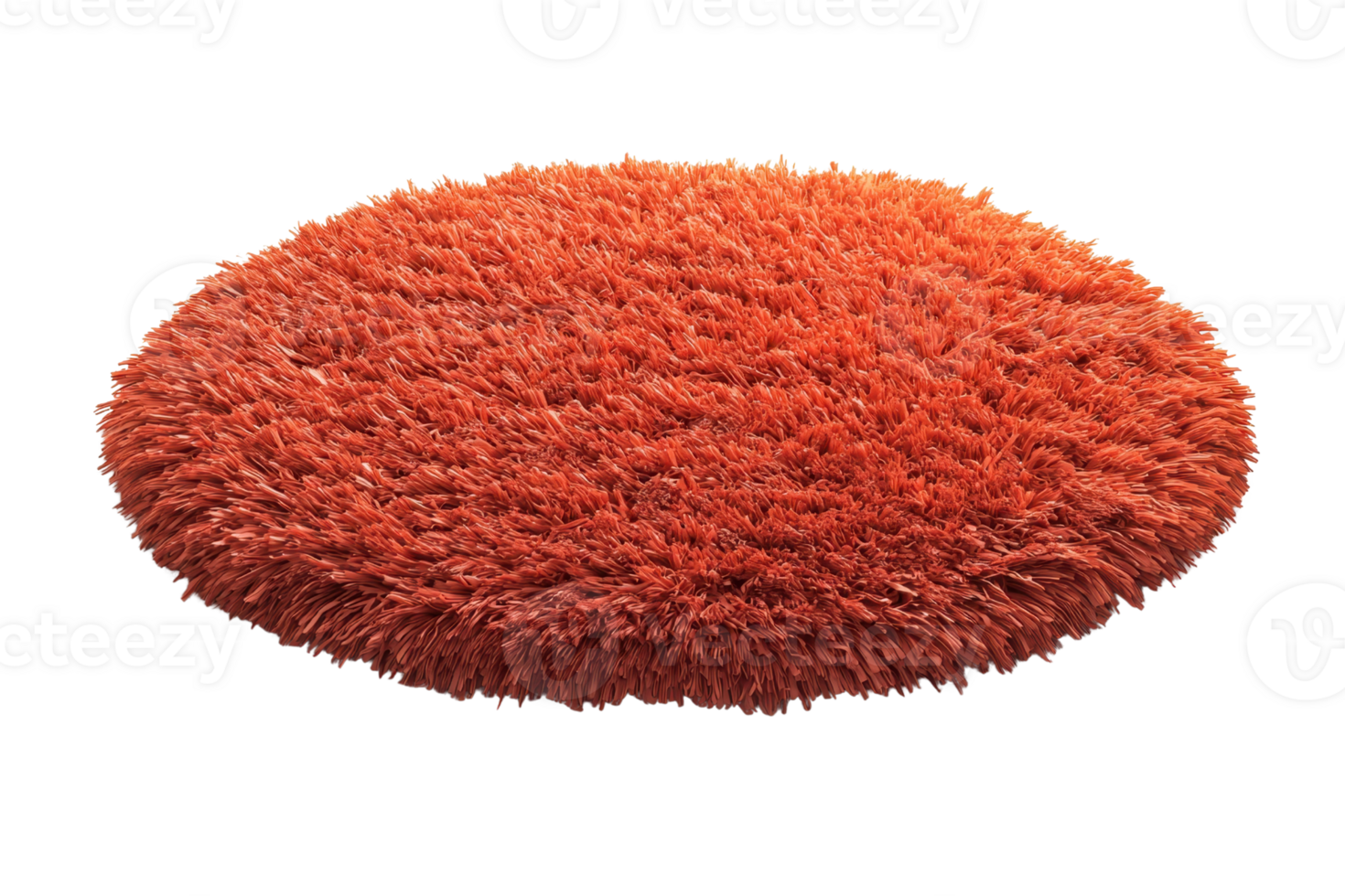 A vibrant orange oval shaggy rug with a fluffy texture, perfect for adding warmth and style to any room decor. png