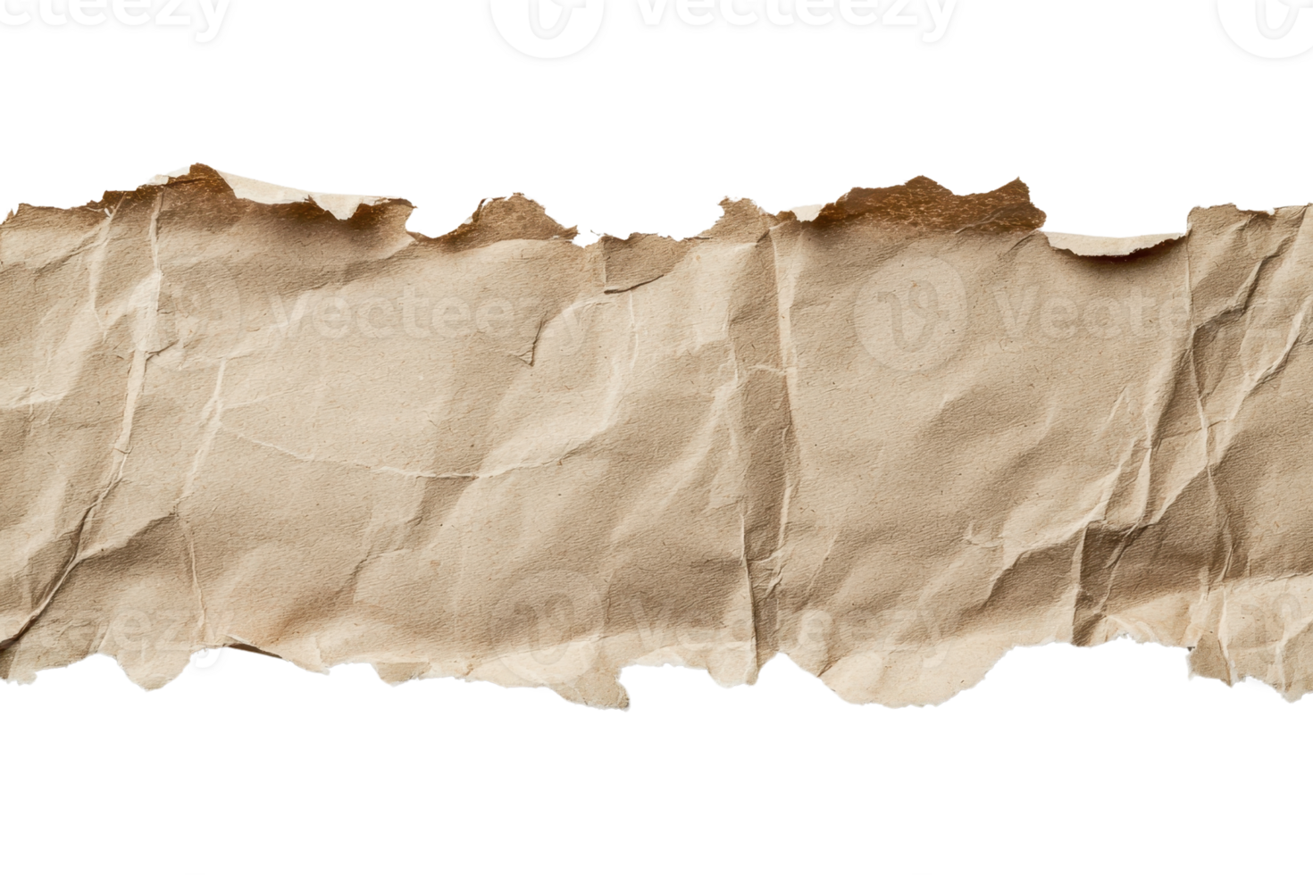 A torn piece of brown paper with rugged edges on a transparent background, ideal for design and craft projects. png
