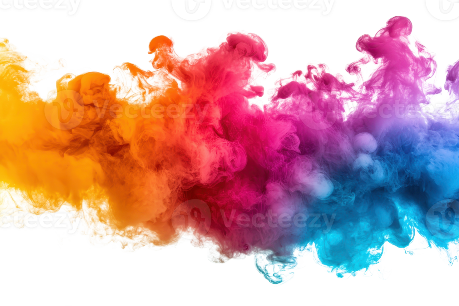 A vibrant explosion of colorful powder creating a dynamic and eye-catching visual effect on a transparent background. png