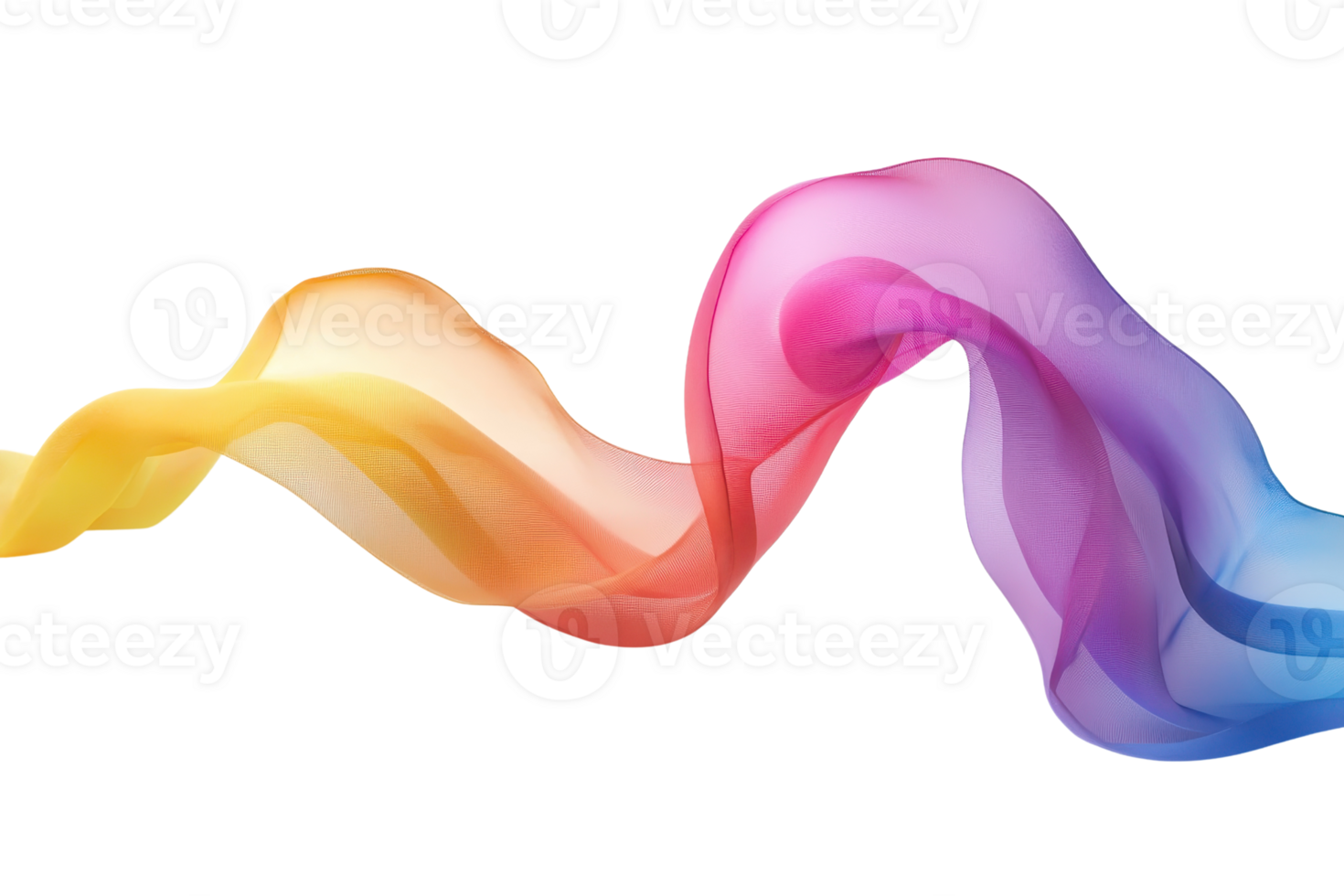 Abstract colorful ribbon swoosh wave on transparent background. representing creativity, energy, and fluidity in modern design. png