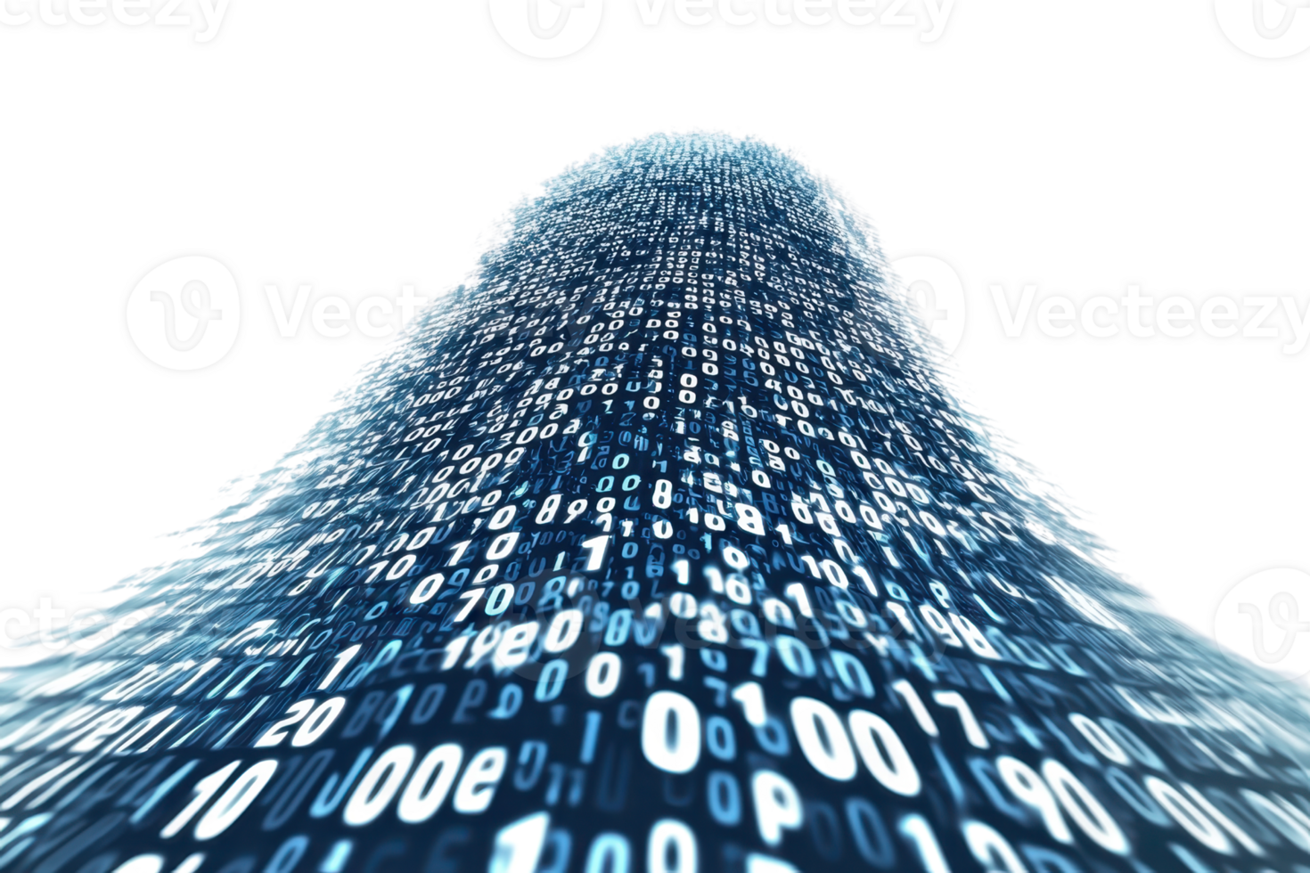 Abstract digital tunnel with binary code. Concept of data flow, technology, and digital revolution. Blue matrix stream background. png