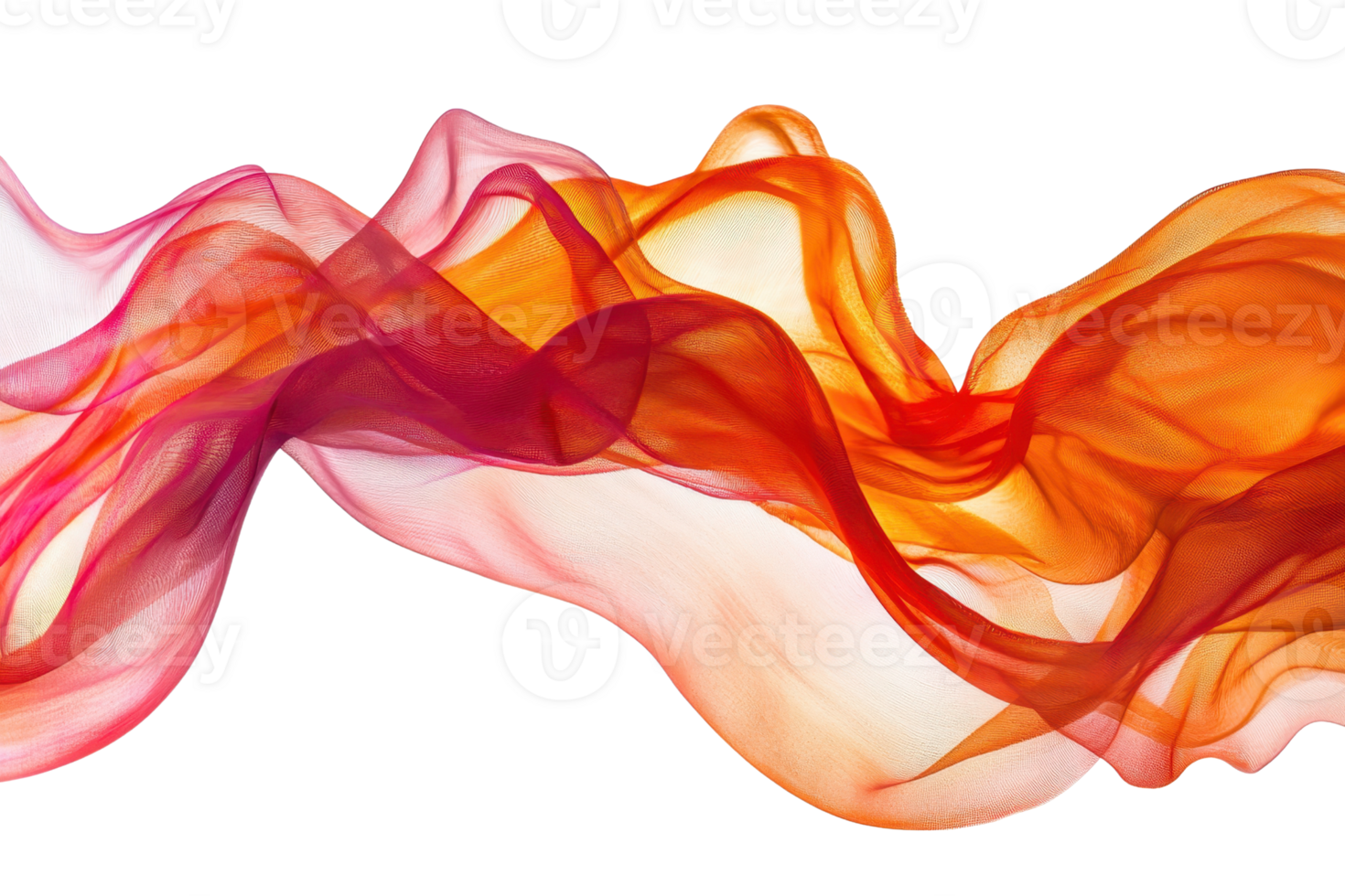 Abstract flowing red and orange waves on a transparent background. creating a dynamic and vibrant visual effect perfect for modern designs. png