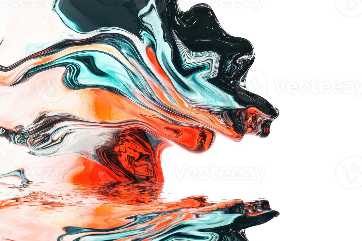 Abstract fluid art with vibrant colors blending to create a dynamic and eye-catching visual effect. png