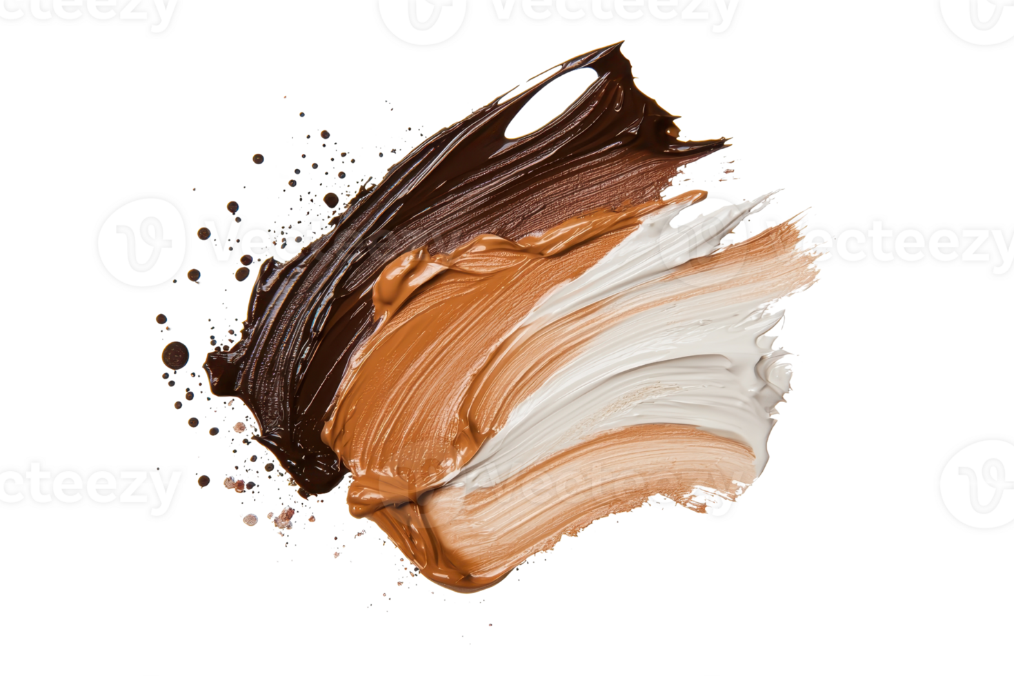 Abstract smear of various shades of foundation makeup on a transparent background. Perfect for beauty and makeup concepts. png