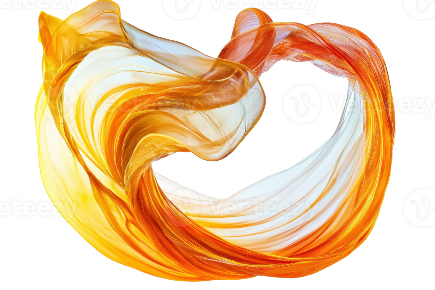 Abstract flowing shapes in bright yellow and orange hues, creating a dynamic and vibrant visual art piece. png