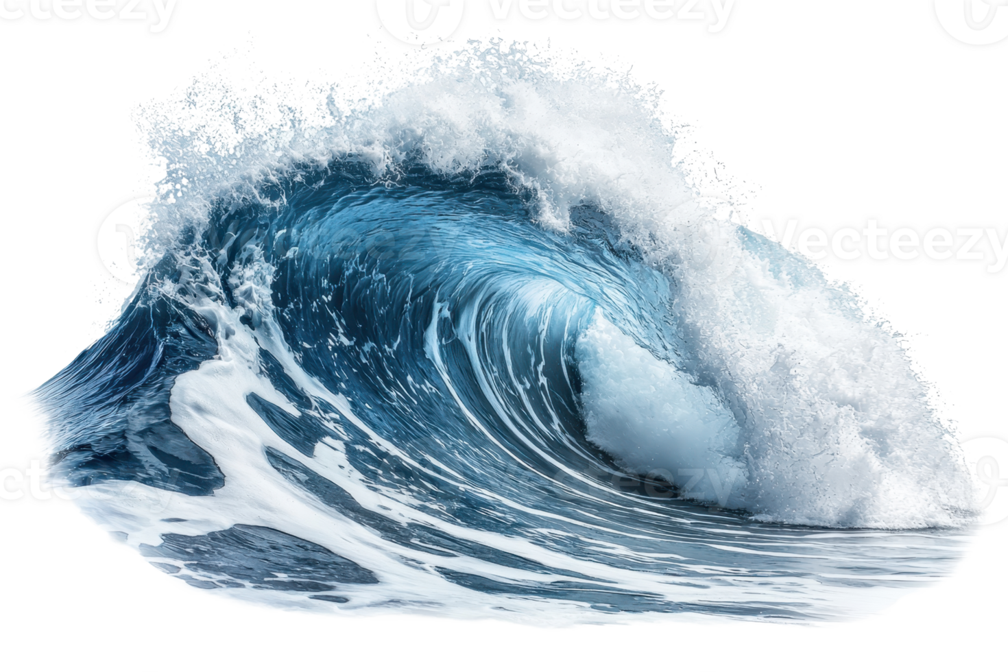 An impressive ocean wave captured at its peak, displaying the powerful and dynamic beauty of nature in stunning detail. png