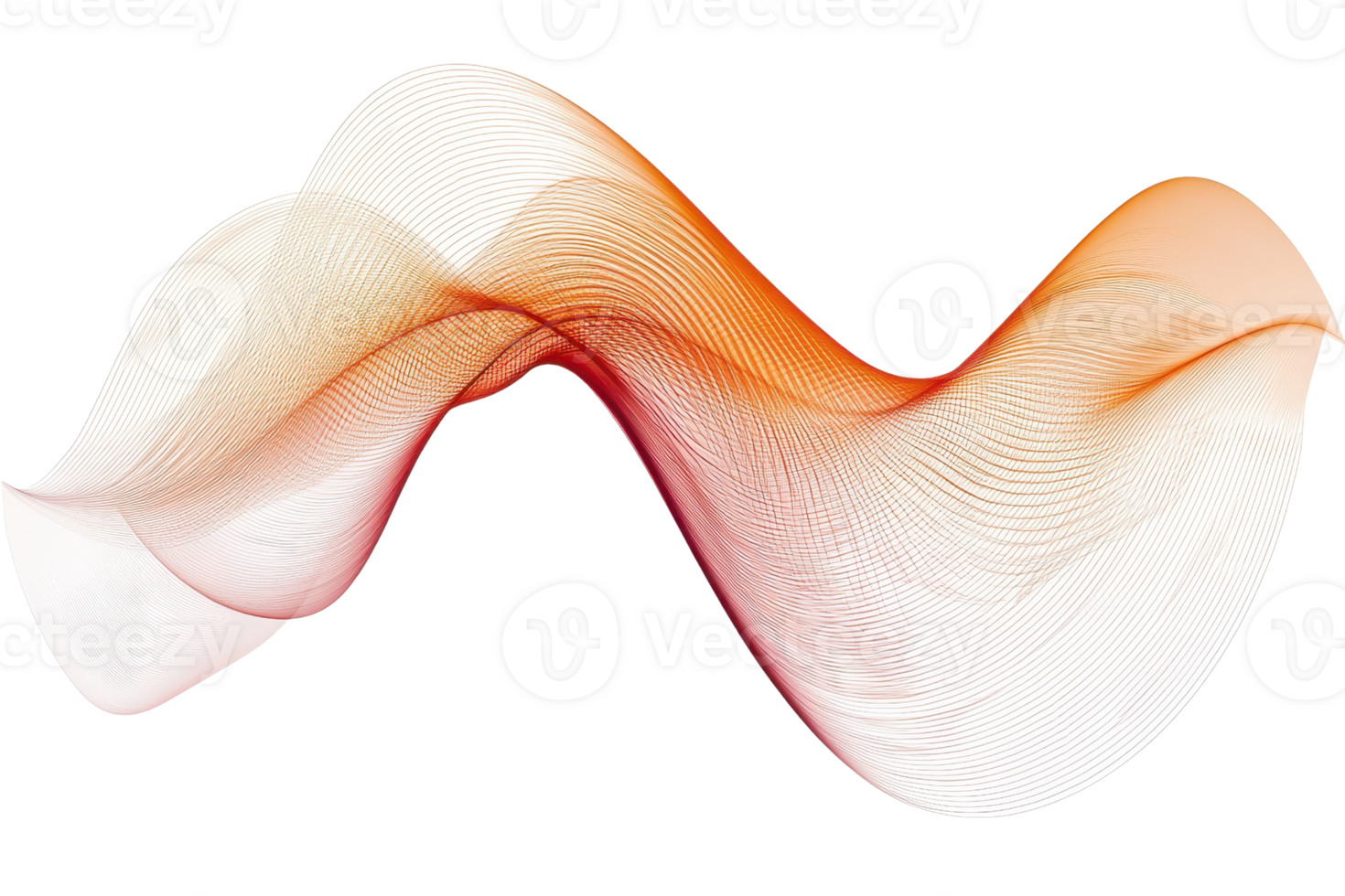 Beautiful abstract orange wavy lines and curves on a transparent background. creating a sense of movement and energy in the image. png