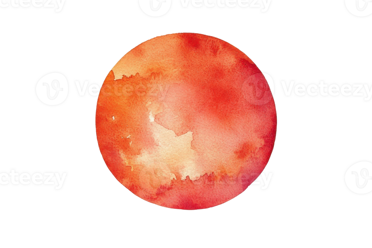Beautiful watercolor painting of a vibrant orange and red circle, resembling a planet or abstract art piece, perfect for creative projects. png